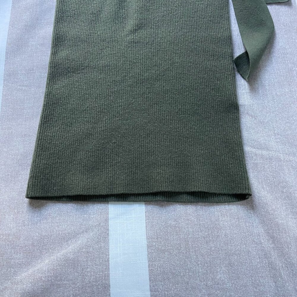 The Group Babaton Olive Green Ribbed Knit Midi Dress with Belted Waist Sz XXS - Picture 6 of 9